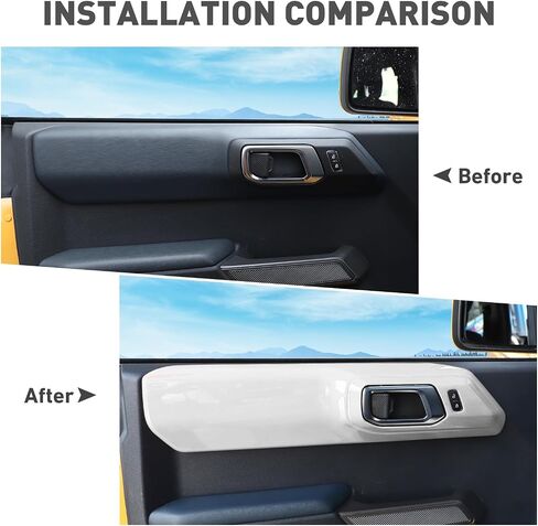 for Ford Bronco Car Door Interior Grab Handle Panel Cover Compatible with Ford Bronco 2021 2022 2023 + 4Doors (4pcs,ABS,Father) (White) in Saudi Arabia