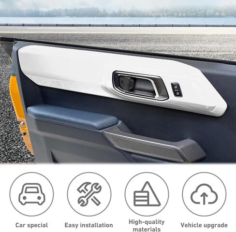 for Ford Bronco Car Door Interior Grab Handle Panel Cover Compatible with Ford Bronco 2021 2022 2023 + 4Doors (4pcs,ABS,Father) (White) in Saudi Arabia