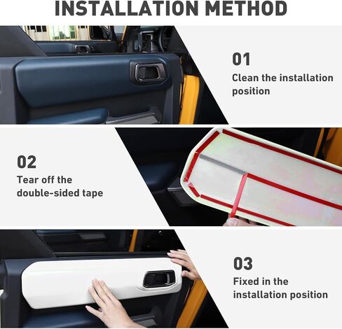 for Ford Bronco Car Door Interior Grab Handle Panel Cover Compatible with Ford Bronco 2021 2022 2023 + 4Doors (4pcs,ABS,Father) (White) in Saudi Arabia