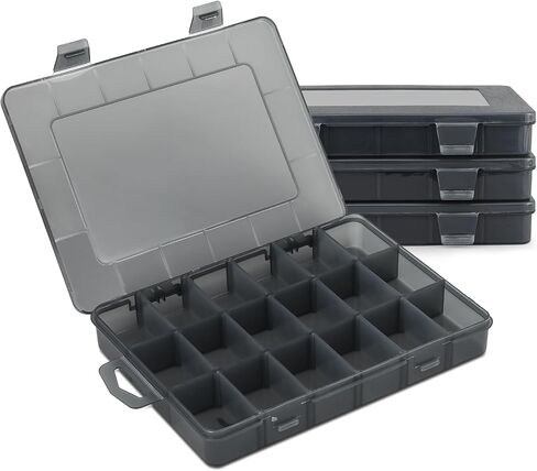 MoNiBloom 8-Grid Small Tackle Boxes Organizer with Removable Dividers Adjustable Compartment Clear Plastic Storage Box Waterproof Container Case for Fishing Tackles, Art Craft, Bead, Jewelry (4-Pack) in Kuwait