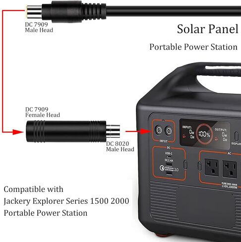 محول DC 8020 ذكر إلى DC 7909 أنثى DC 8 مم × 2 مم إلى DC 7.9 مم × 0.9 مم موصل DC8mm لمحطة الطاقة المحمولة RV للوحة الشمسية المتوافقة مع سلسلة Ex-plo-RER 1500 2000 [عبوتان] in Kuwait