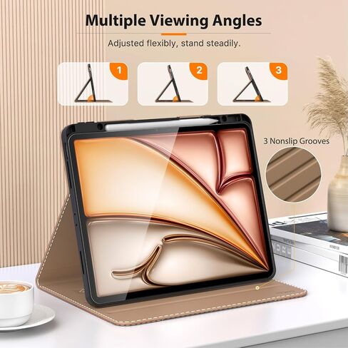 MoKo Case for iPad Air 13 Inch M2 2024 & iPad Pro 12.9 2022/2021/2020/2018 with Pencil Holder, Premium Leather Folio Stand Cover for iPad Air 13"/iPad Pro 12.9" 6th/5th/4th/3rd Gen, Black in Saudi Arabia