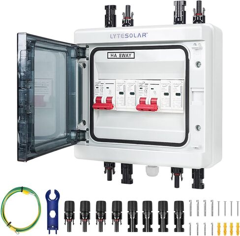 Solar Disconnect Switch, 63 Amp DC Circuit Breaker Box, with Surge Protector&Solar Panel Connectors,Plug-and-Play 500V 2 String in Kuwait