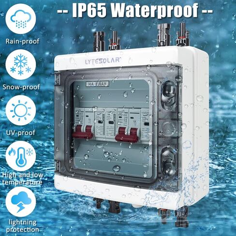 Solar Disconnect Switch, 63 Amp DC Circuit Breaker Box, with Surge Protector&Solar Panel Connectors,Plug-and-Play 500V 2 String in Kuwait