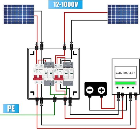 Solar Disconnect Switch, 63 Amp DC Circuit Breaker Box, with Surge Protector&Solar Panel Connectors,Plug-and-Play 500V 2 String in Kuwait