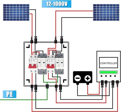Solar Disconnect Switch, 63 Amp DC Circuit Breaker Box, with Surge Protector&Solar Panel Connectors,Plug-and-Play 500V 2 String in Kuwait