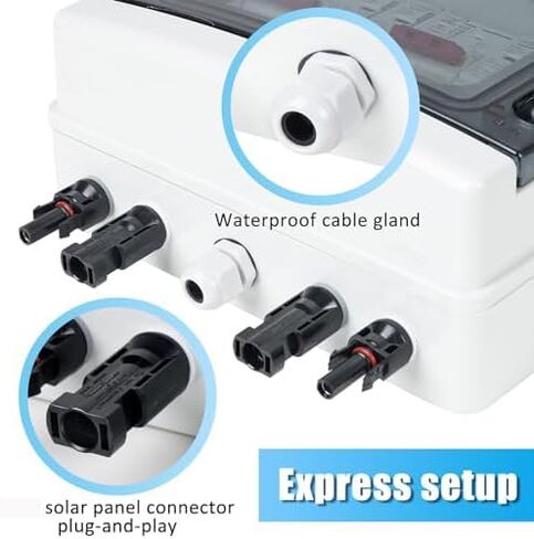 Solar Disconnect Switch, 63 Amp DC Circuit Breaker Box, with Surge Protector&Solar Panel Connectors,Plug-and-Play 500V 2 String in Kuwait