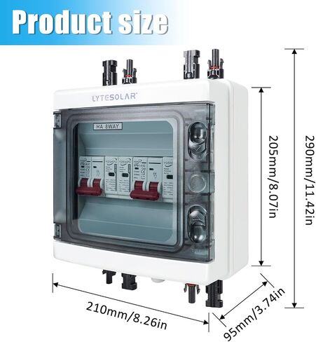 Solar Disconnect Switch, 63 Amp DC Circuit Breaker Box, with Surge Protector&Solar Panel Connectors,Plug-and-Play 500V 2 String in Kuwait
