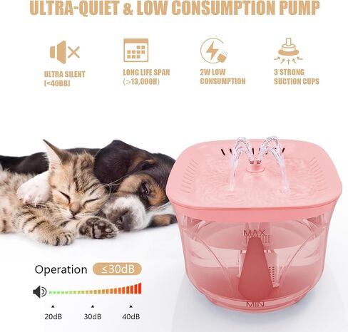 Cat Water Fountain - BOODIDI Ultra Silent Pet Drinking Fountain for Cats and Small Dogs, Indoor Water Fountain, 2.4L/2.5QT Capacity, with Replacement Filters,White in Saudi Arabia