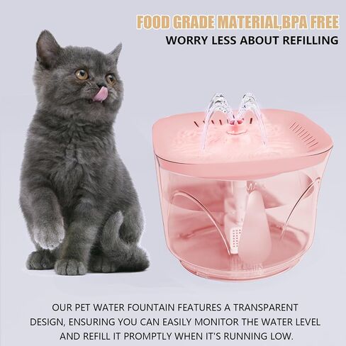 Cat Water Fountain - BOODIDI Ultra Silent Pet Drinking Fountain for Cats and Small Dogs, Indoor Water Fountain, 2.4L/2.5QT Capacity, with Replacement Filters,White in Saudi Arabia