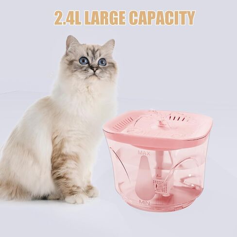 Cat Water Fountain - BOODIDI Ultra Silent Pet Drinking Fountain for Cats and Small Dogs, Indoor Water Fountain, 2.4L/2.5QT Capacity, with Replacement Filters,White in Saudi Arabia