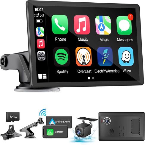 10.26 inch Wireless CarPlay Touchscreen for Car: 4K Dash Cam Car Play Screen with Carplay & Android Auto Portable Car Stereo 1080p Backup Camera Auto Brightness GPS Navigation Bluetooth Mirror Link in Saudi Arabia