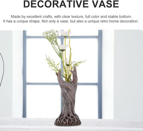VICASKY الراتنج درياد زهرية شجرة جذع زهرية ترتيب وعاء المائية تررم كونترتوب زخرفة للمنزل مكتب حديقة (أبيض) in Kuwait