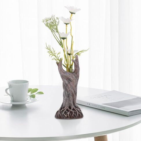 VICASKY الراتنج درياد زهرية شجرة جذع زهرية ترتيب وعاء المائية تررم كونترتوب زخرفة للمنزل مكتب حديقة (أبيض) in Kuwait