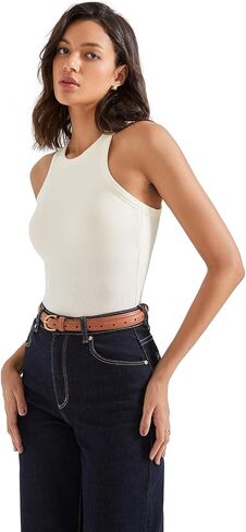 SUUKSESS Womens Ribbed Bulit in Bra Sleeveless High Neck Racerback Basic Tank Tops 2025 in Kuwait
