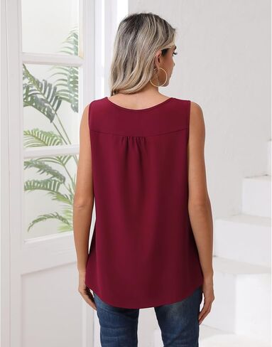 CZYINXIAN Womens Casual Summer Tank Tops Flowy Round Neck Sleeveless Chiffon Blouse Dressy Business Top Shirt in Saudi Arabia