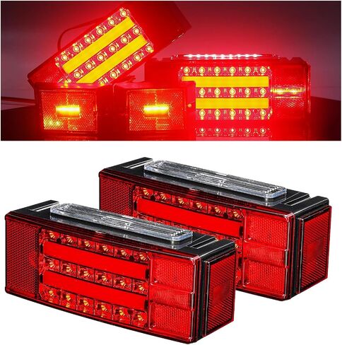 KAX 40 LED مجموعة مصابيح الذيل للمقطورة مقاومة للماء وأضواء جانبية للمقطورة مع مجموعة إضاءة الفرامل لإشارة الانعطاف العكسية لشاحنة القارب UTV UTE RV Camper Pickup (عبوتان) in Saudi Arabia