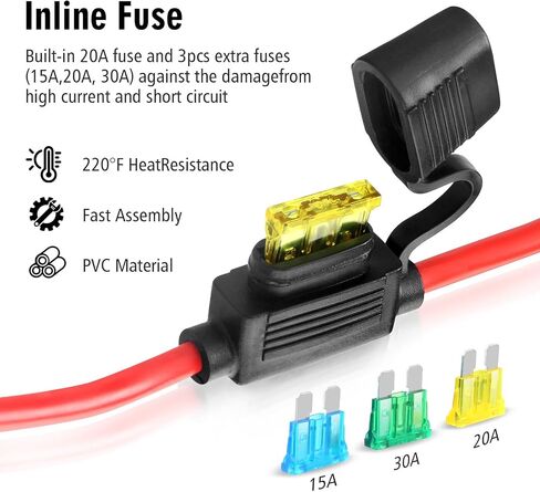 SAE Battery Connector 10AWG SAE to O Ring Terminal 2-Pin Quick Disconnect SAE Battery Cable Extension Wire with15A/20A/30A Fuses for Solar Panel Automotive Motorcycle Cars RV 4FT in Saudi Arabia