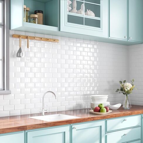 Yoillione Peel and Stick Backsplash for Kitchen: Self Adhesive Wall Tiles for Bathroom - Vinyl White Thick Back Splash Tile in Saudi Arabia