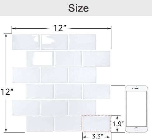 Yoillione Peel and Stick Backsplash for Kitchen: Self Adhesive Wall Tiles for Bathroom - Vinyl White Thick Back Splash Tile in Saudi Arabia