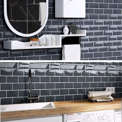Yoillione Peel and Stick Backsplash for Kitchen: Self Adhesive Wall Tiles for Bathroom - Vinyl White Thick Back Splash Tile in Saudi Arabia