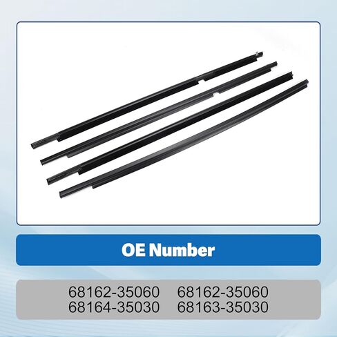 Rear Door Window Molding Sweep Felt Trim Seal Weatherstrip Fit for Toyota 4Runner 2003-2009 Replace 68290-35031 in Kuwait