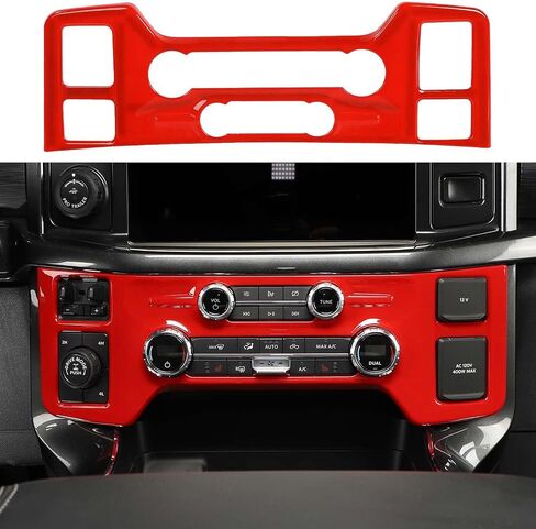 Jimen Compatible with Ford F150 2021-2023, Center Console Air Conditioning Control Panel Cover Trim (Black Wood Grain) in Saudi Arabia