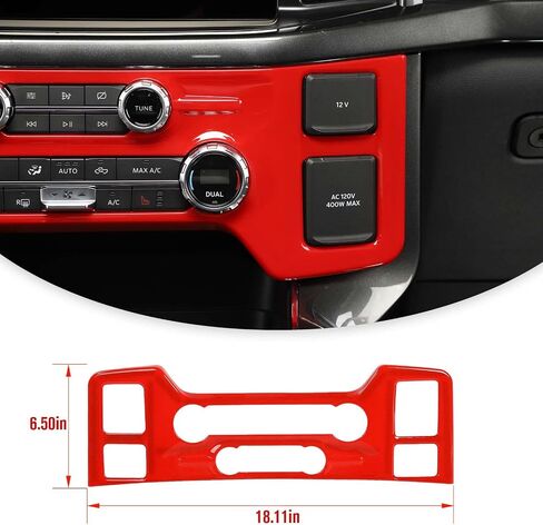 Jimen Compatible with Ford F150 2021-2023, Center Console Air Conditioning Control Panel Cover Trim (Black Wood Grain) in Saudi Arabia