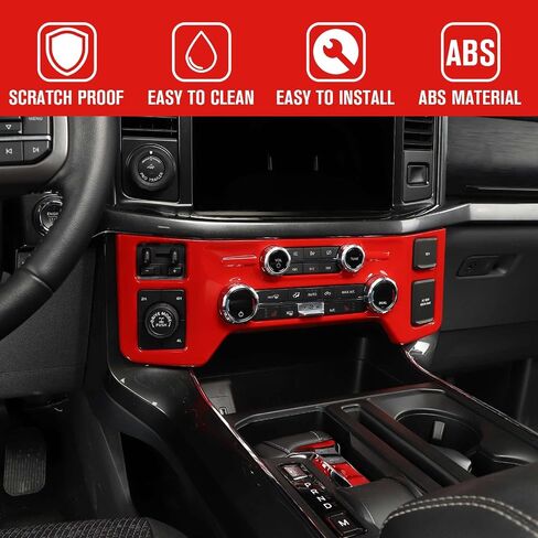 Jimen Compatible with Ford F150 2021-2023, Center Console Air Conditioning Control Panel Cover Trim (Black Wood Grain) in Saudi Arabia