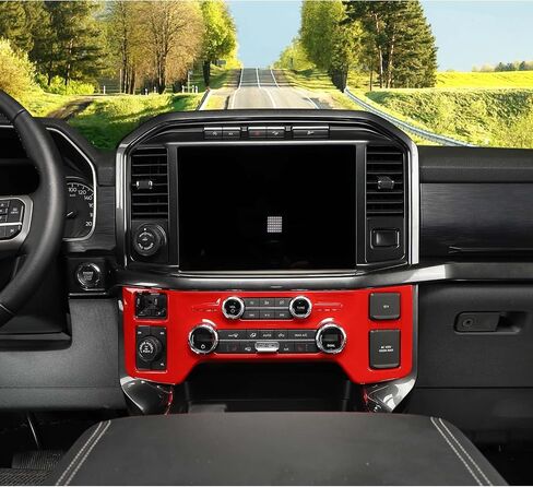 Jimen Compatible with Ford F150 2021-2023, Center Console Air Conditioning Control Panel Cover Trim (Black Wood Grain) in Saudi Arabia