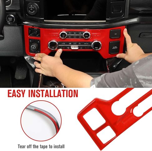 Jimen Compatible with Ford F150 2021-2023, Center Console Air Conditioning Control Panel Cover Trim (Black Wood Grain) in Saudi Arabia