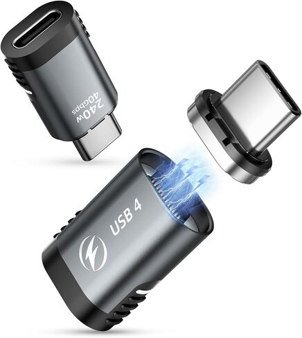 2 حزمة USB C محول مغناطيسي 240 واط، 24 دبوس 90 درجة محول USB C مغناطيسي مع PD شحن سريع USB4 40 جيجابت في الثانية 8K 60 هرتز فيديو متوافق مع Thunderbolt 3/4، MacBook Pro/Air/، PS5 PSVR2 in Saudi Arabia