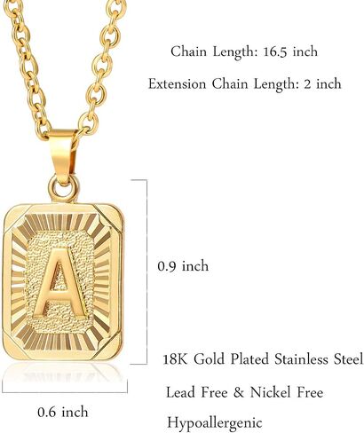 Initial Pendant Necklace 18K Gold Plated Stainless Steel Letter Necklace Personalizd Name Necklace for Women in Kuwait