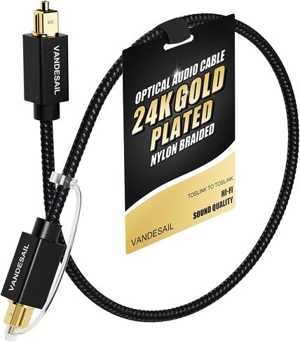 Optical Audio Cable 1.5m 2 Pack Nylon Braided Fiber Optical Cable for Soundbar,TOSLINK Cable Gold Plated Connector Digital Optical Audio Cable for TV,Xbox,PS4,Samsung in Saudi Arabia