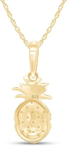 Round Natural Diamond Pineapple Pendant Necklace Along With 18" Chain In 14K Gold Over Sterling Silver (1/10 Cttw, I-J Color, I2-I3 Clarity) Gift For Her in Kuwait