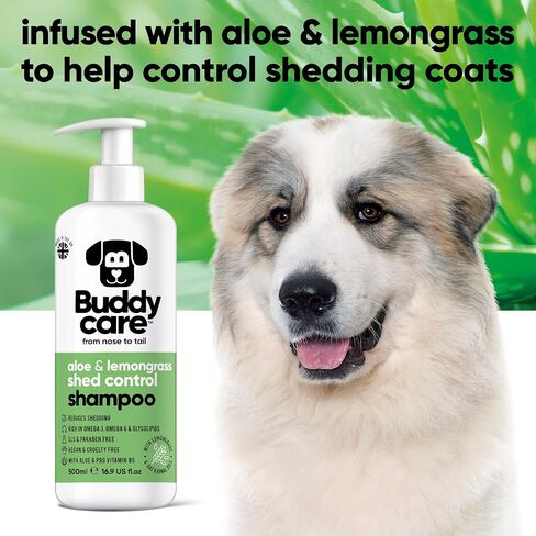 Vanilla & Shea Butter Dog Shampoo by Buddycare | Moisturising Shampoo for Dogs | Vanilla & Shea Butter Scented | with Aloe Vera and Pro Vitamin B5 (16.90oz) in Saudi Arabia
