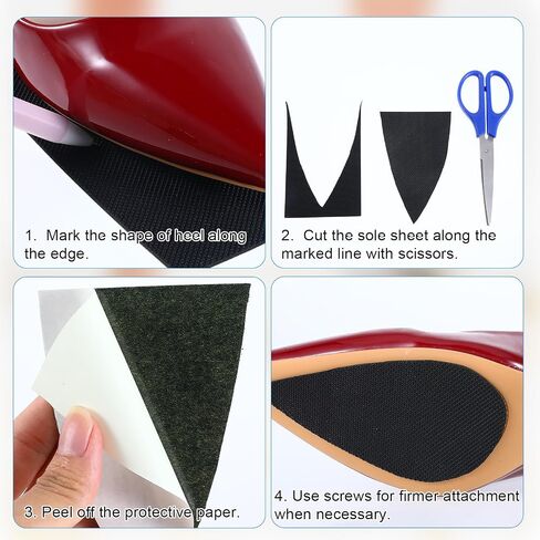 6 Pcs Shoe Sole Protector for High Heels Black Shoes Heel Pads Soft Rubber Shoe Bottom Grips Pads Accessories Can Be Cropping Non Slip Self Adhesive Sole Guard Inserts for Women Boots in Saudi Arabia