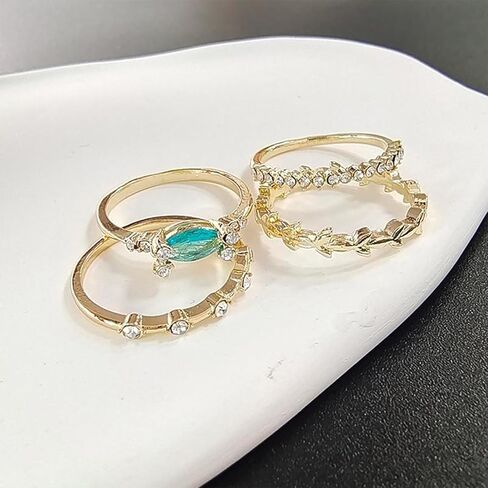 Stackable Rings for Women, Dainty Trendy Stackable Ring Set 14k Gold Plated Stackable Ring for Women Ladies Size 6-11 Cubic Zirconia Gold Rings Non Tarnish Simple Statement Rings Wedding Bands Gold Jewelry in Kuwait