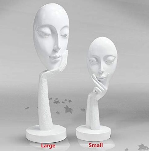 SMRTHMRT تمثال امرأة حديث وبسيط، تماثيل وجه ومنحوتات يدوية لديكور المنزل (أبيض-كبير) in Kuwait