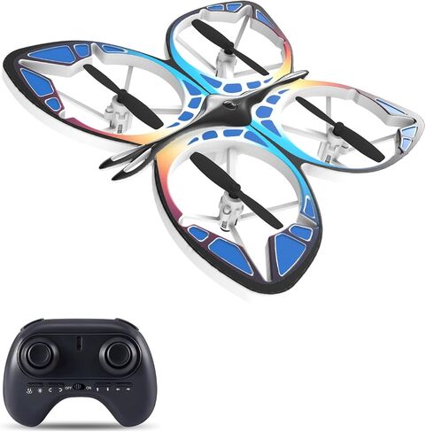 Mini Drone for Kids, RC Butterfly Drone with Colorful LED Lights, RC Quadcopter with 3D Flip, Headless Mode, Altitude Hold, 2 Batteries, Great Gift Toy for Beginners, Boys and Girls (Blue) in Saudi Arabia