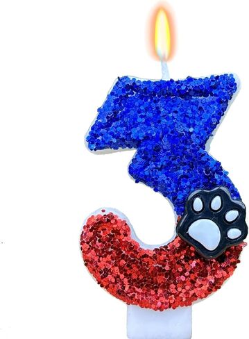 Birthday Candles for Cake Decoration - Number 4 Pink Dog Paw Birthday Candles, 3 inch Paw Cake Topper Decorations for Boy Girl Dog Paw Decoration Cat Party Supplies in Saudi Arabia