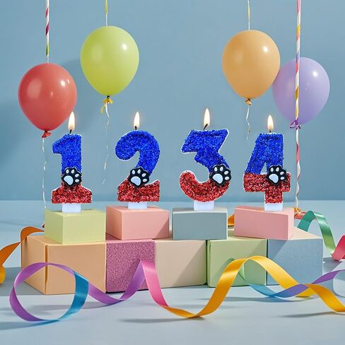 Birthday Candles for Cake Decoration - Number 4 Pink Dog Paw Birthday Candles, 3 inch Paw Cake Topper Decorations for Boy Girl Dog Paw Decoration Cat Party Supplies in Saudi Arabia