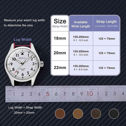 WOCCI Elite Watch Band, Top Grain Leather, Quick Release, Band Width 18mm 20mm 22mm in Saudi Arabia