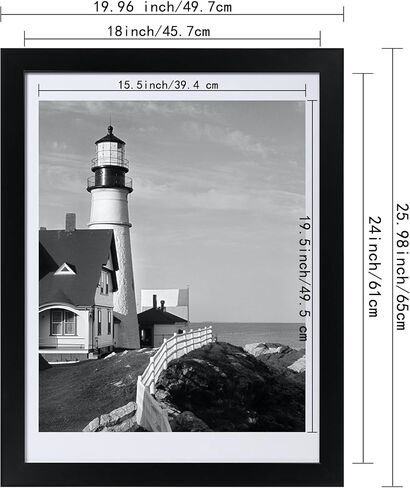 Picrit 18x24 Picture Frame 3 Pack, Black Poster Frame, Display Poster 16 x 20 with Mat or 18 x 24 Without Mat for Horizontal or Vertical Wall Mounting in Kuwait