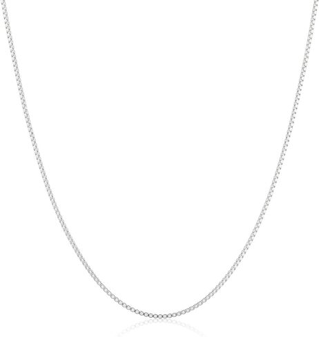 ARGENTO REALE Authentic 925 Sterling Silver Box Chain Necklace, Silver Box Link Necklace, Sterling Silver Chain 16-30 Inch, Made In Italy, Women Men in Kuwait