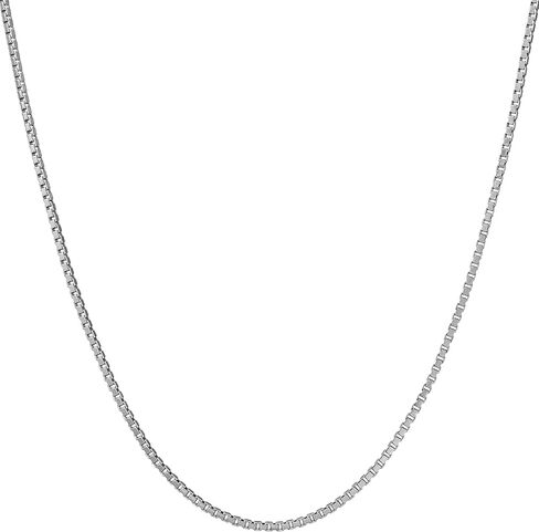 ARGENTO REALE Authentic 925 Sterling Silver Box Chain Necklace, Silver Box Link Necklace, Sterling Silver Chain 16-30 Inch, Made In Italy, Women Men in Kuwait