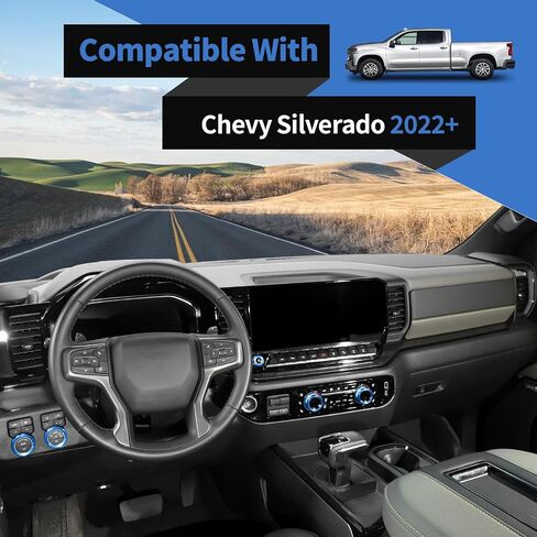 Voodonala for Chevy Silverado 2022+ Center Console Switch Ring Cover,Interior Dash Switch Button Cover (Aluminum Alloy,5Pcs/Set,Blue) in Saudi Arabia
