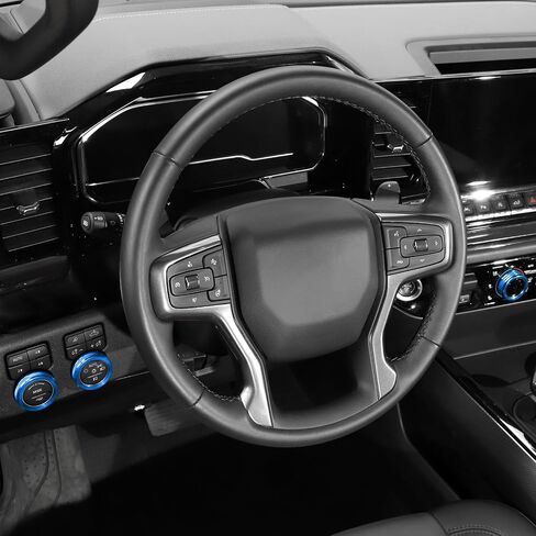 Voodonala for Chevy Silverado 2022+ Center Console Switch Ring Cover,Interior Dash Switch Button Cover (Aluminum Alloy,5Pcs/Set,Blue) in Saudi Arabia