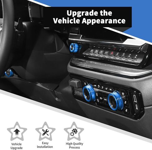 Voodonala for Chevy Silverado 2022+ Center Console Switch Ring Cover,Interior Dash Switch Button Cover (Aluminum Alloy,5Pcs/Set,Blue) in Saudi Arabia