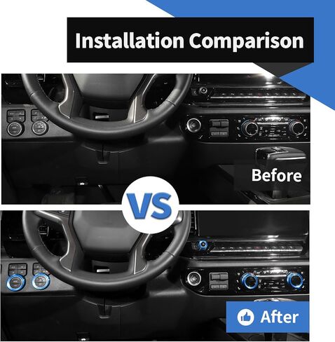 Voodonala for Chevy Silverado 2022+ Center Console Switch Ring Cover,Interior Dash Switch Button Cover (Aluminum Alloy,5Pcs/Set,Blue) in Saudi Arabia